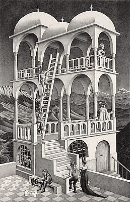 MC Escher, Belvedere (B. 426)
Signed, Edition III 32/50, 1958
Lithograph, 18 1/4 x 11 5/8 inches
ESCH0076