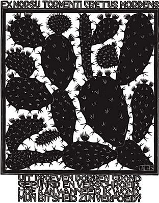 MC Escher, Emblemata Suite: Cactus (B. 181)
Edition 257/300, 1931
Woodcut, 7 1/8 x 5 1/2 inches
ESCH0104