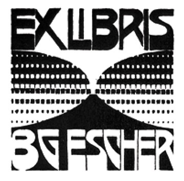 MC Escher, ex libris: B.G. Escher (B. 91), 1922
Woodcut, 2 x 2 inches
This bookplate was created for Escher's brother Berend George Escher.
ESCH0046