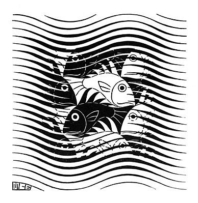 MC Escher, Fish (B. 442), 1963
Woodcut, 4 1/4 x 4 1/4 inches
ESCH0145