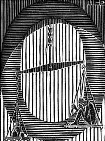 MC Escher, Scholastica Suite: Initial 0 (page 27) (B. 204), 1932
Woodcut, 3 1/8 x 2 3/8 inches
ESCH0089