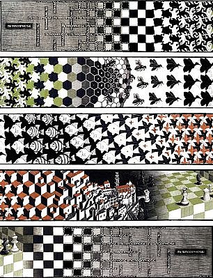 MC Escher, Metamorphosis II (B. 320)
Signed, 1967-1968
Woodcut, 7 1/2 x 268 inches
ESCH0135