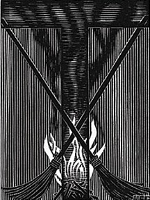 MC Escher, Scholastica Suite: Initial T (page 10) (B. 193), 1932
Woodcut, 3 1/8 x 2 3/8 inches
ESCH0090