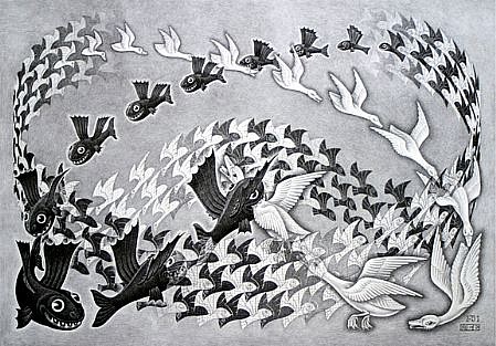MC Escher, Predestination (Topsy-Turvy World) (B. 372)
Signed, Edition 12/47, 1951
Lithograph, 11 5/8 x 16 5/8 inches
ESCH0063