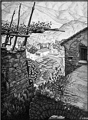 MC Escher, The Hamlet of Turello (B. 209), 1932
Lithograph, 12 1/4 x 8 7/8 inches
ESCH0131