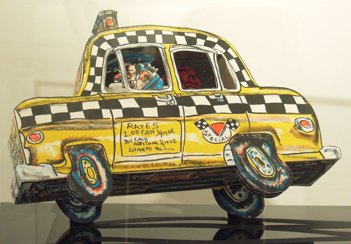 Red Grooms, Ruckas Taxi
TP 4/5, 1982
3-D Color Lithograph, 16 x 28 1/2 x 14 in.