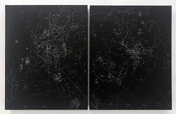 Work: Kysa Johnson Blow Up 328 - the long goodbye - subatomic decay patterns and the Messier 78 Region