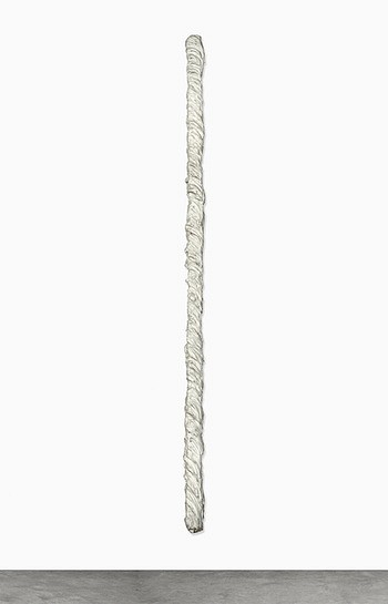 Donald Martiny, Eini, 2017
polymer and pigment on aluminum, 91 x 4 in.
pearlDonald Martiny’s Eini (2017) is a refined sculptural painting that embodies the artist’s exploration of gesture, form, and materiality. Measuring 91 x 4 inches and composed of polymer and pigment on aluminum with a pearl finish, this elongated vertical piece creates an elegant interplay between texture, movement, and light. The pearl-like luster of Eini enhances its sculptural presence, making it a striking yet minimalist statement in contemporary abstraction.

Sponder Gallery proudly presents Eini, a testament to Martiny’s ability to transform gestural brushstrokes into independent sculptural forms. His work has been exhibited worldwide and is part of prestigious collections, including permanent installations at One World Trade Center in New York.

Collectors and contemporary art enthusiasts searching for Donald Martiny artwork for sale, linear abstract sculptures, minimalist contemporary art, and vertical sculptural paintings will find Eini to be a sophisticated and engaging addition to any collection.

Donald Martiny, Donald Martiny art for sale, Donald Martiny paintings, contemporary abstract art, sculptural paintings, linear abstract sculpture, elongated vertical sculpture, aluminum paintings, minimalist contemporary art, Sponder Gallery, modern art gallery, large-scale abstract art, fine art collection, investment art, high-end contemporary art, metallic abstract sculpture, avant-garde contemporary art, pearl finish abstract painting, monochrome contemporary sculpture.
MART00082