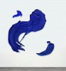Donald Martinyâ€™s Milyan (2018), a multi-element abstract sculptural painting featuring bold cobalt blue brushstrokes, created using polymer and pigment on aluminum, with dimensions of 62 x 31 inches (central element), 25 x 14 inches (element No. 2), and 1