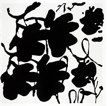 Donald Sultan - LANTERN FLOWERS, BLACK AND WHITE, OCT 4, 2017; edition 11/30