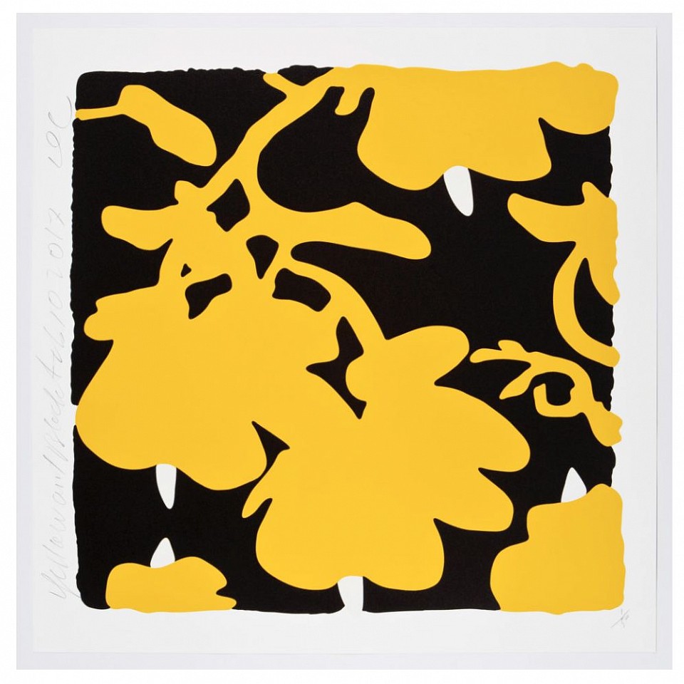 Donald Sultan, Z Lantern flowers YELLOW AND BLACK, FEB 10, 2017; edition of 50, 2017
Color silkscreen with over-printed flocking on Rising, 2-ply museum board, 32 x 32 in.
SULT00060