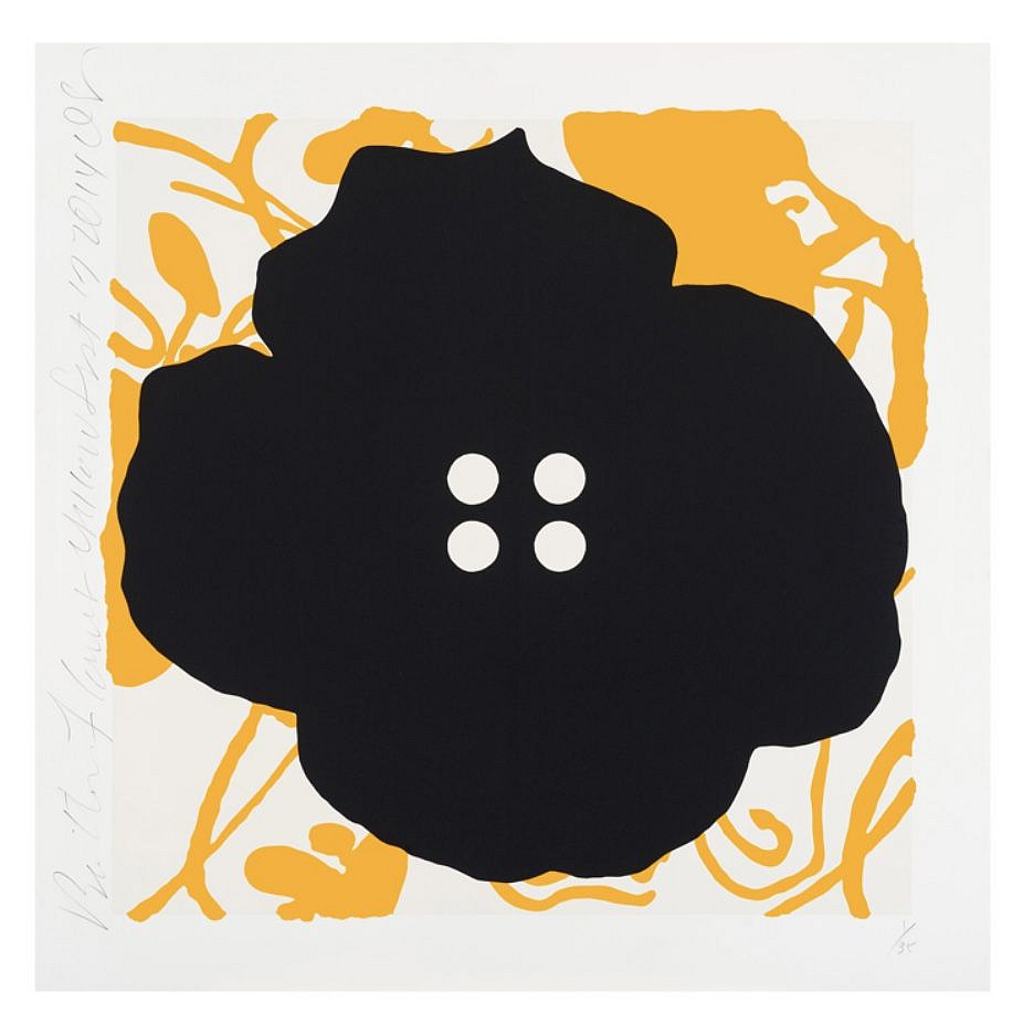 Donald Sultan, Z BUTTON FLOWER YELLOW, SEPT 15, 2014, edition of 35, 2014
Color silkscreen with flocking on 2-ply museum board, 30 x 30 in.
SULT00065