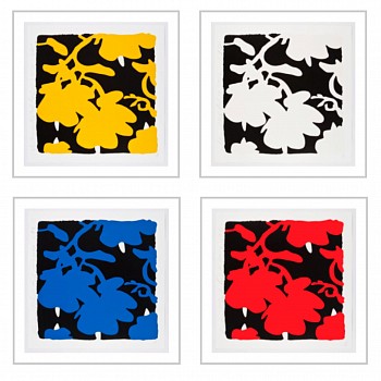 Donald Sultan -&nbsp;Z Portfolio - LANTERN FLOWERS on black, FEB 10, 2017, edition of 50