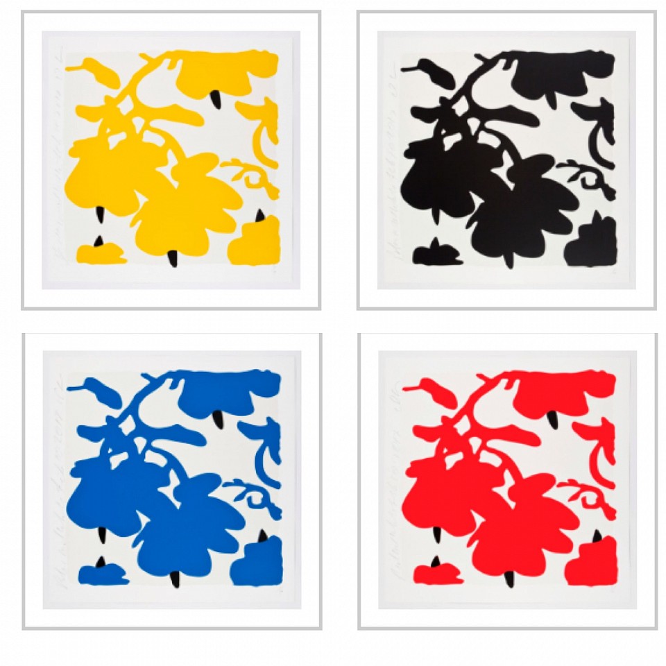 Donald Sultan, Z Portfolio - LANTERN FLOWERS on white, FEB 10, 2017, edition of 50, 2017
Silkscreen with enamel inks and flocking on 2-ply museum board, 32 x 32 inches each (unframed)
SULT00092