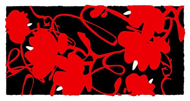 Donald Sultan, Z LANTERN FLOWERS RED, FEB 17, 2012; edition of 10, 2012
Color silkscreen with enamel inks and flocking on 4-ply museum board, 40 x 76 in.
SULT00111