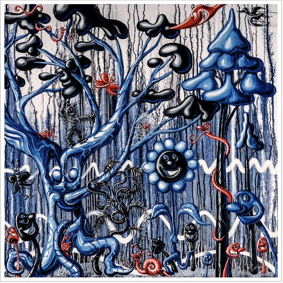 Kenny Scharf, Furungle (Blue); edition HC 2/6, 2021
Archival pigment ink print with silkscreened high gloss varnish and diamond dust on Innova Etching Cotton Rag 315 gsm fine art paper, 42 x 42 inches (paper) / 46 x 46 inches framed (+$1,000 frame)
SCHA00021