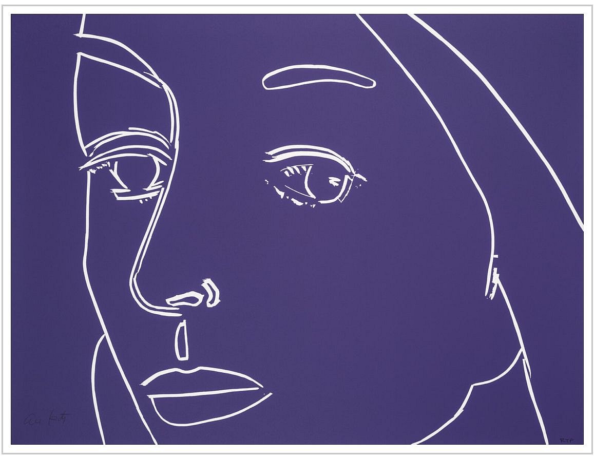 Alex Katz, Z Ada (purple); edition of 75, 2022
1 color woodcut on Somerset Satin White 300 gsm paper, 23 1/2 x 18 in.
KATZ00087