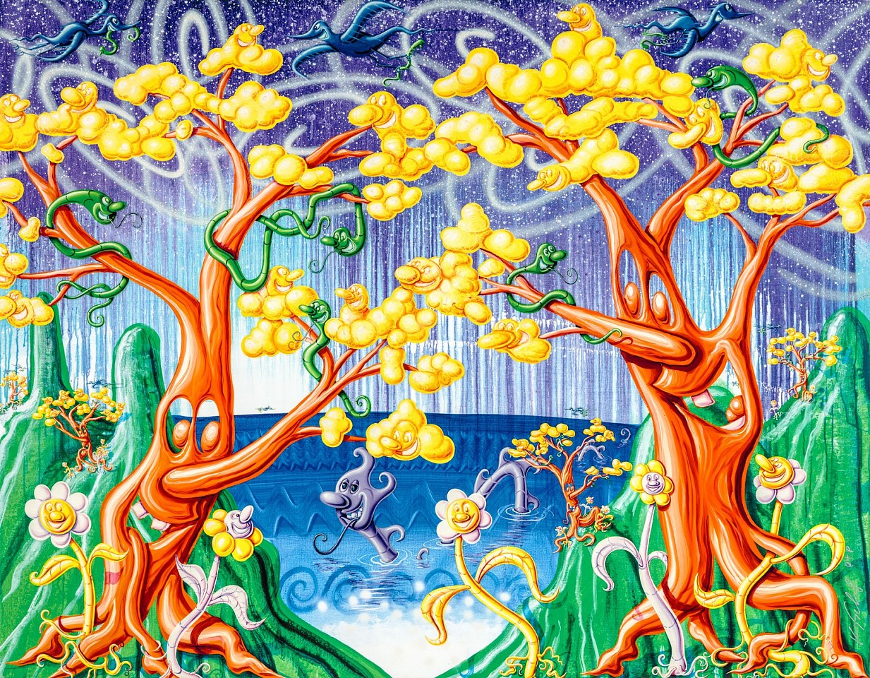 Kenny Scharf, Paradis Perdu, edition 19/40, 2022
Archival pigment ink print with silkscreened high gloss varnish and diamond dust on 315 gsm fine art paper, 42 x 54 inches (paper) / 46.5 x 58.5 inches (framed (+$1,650 frame)
SCHA00024
$8,500