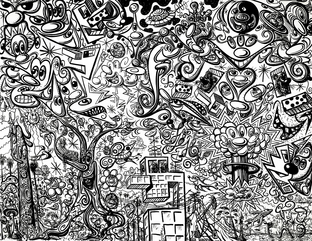 Kenny Scharf, Worldz End (Day); edition of 33 + 11 AP, 2022
Silkscreen on Museum Board with enamel inks, flocking on Rising 4-ply museum board, 54 x 70 in.
SCHA00029
$10,000