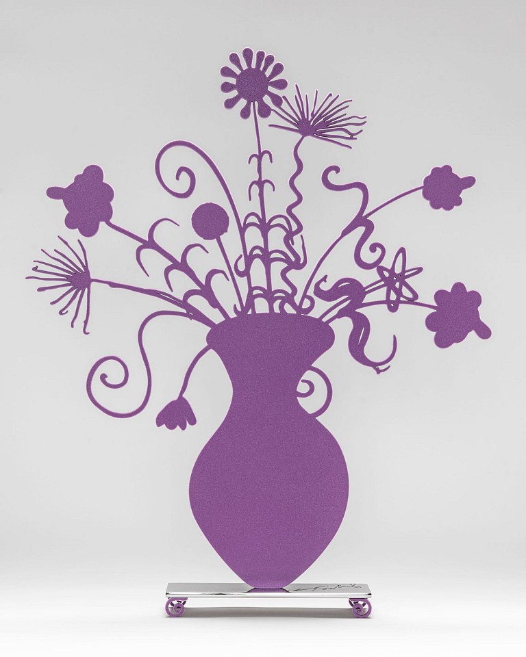 Kenny Scharf, Z Flores Purple; edition of 15, 2022
Shaped Aluminum with lime green flock mounted to a polished stainless steel base with flocked feet, 25 x 22 x 3 1/2 in.
SCHA00034
$15,000