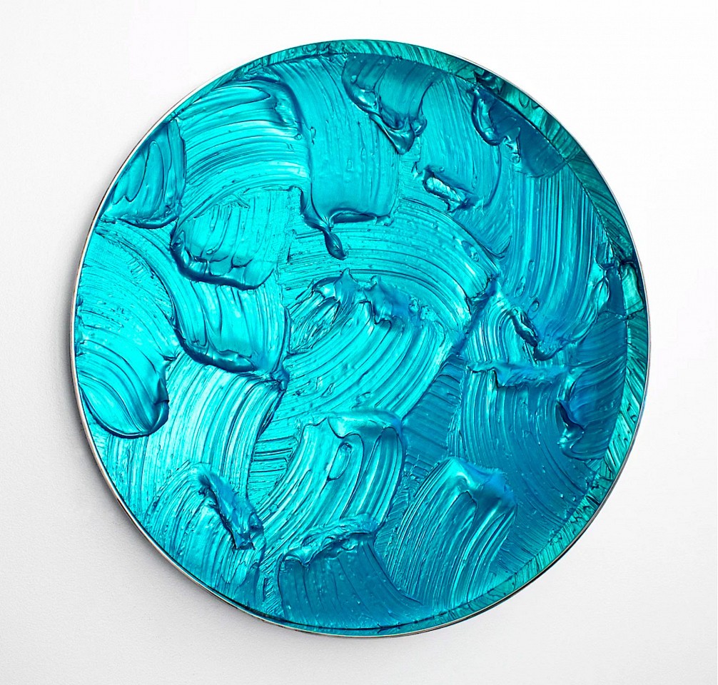Kx2 Ruth Avra & Dana Kleinman, Z Onde (Pearl Turquoise), 2022
High polished stainless steel industrial bar with acrylic and mixed media on wood, 36 x 4 in.
Kx200058