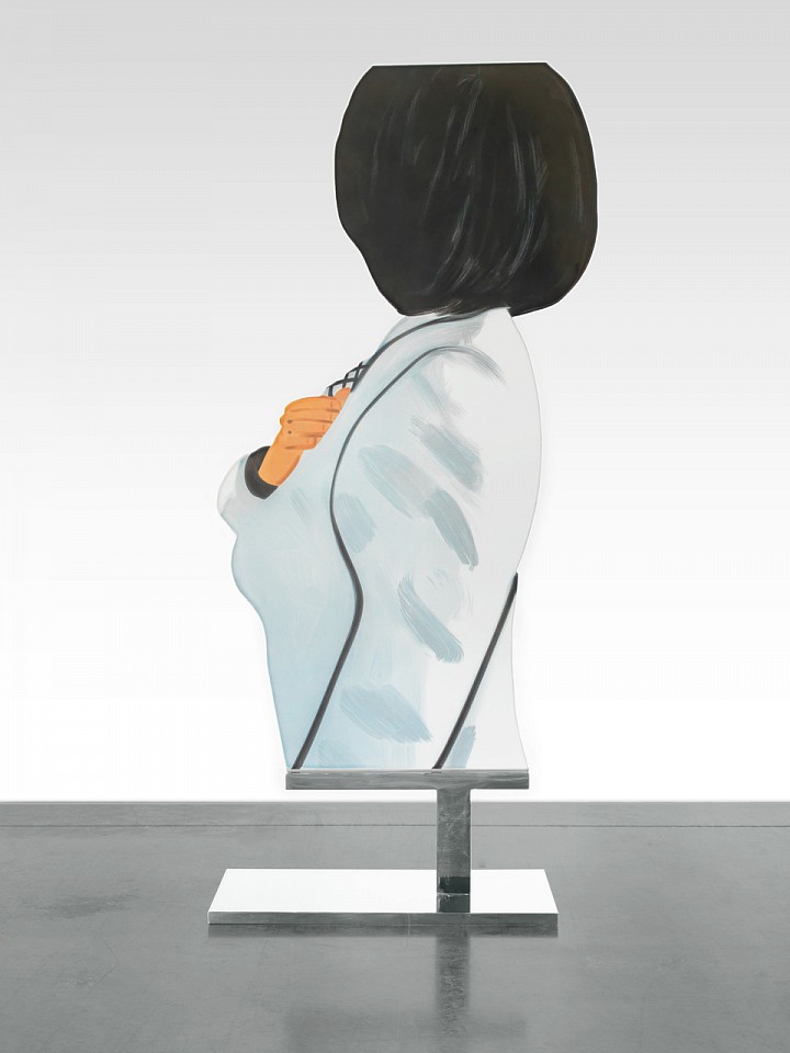 Alex Katz, Z Vivien in White Coat; edition of 6, 2021
Porcelain enamel on shaped steel with aluminum core and polished edges and mounted on polished stainless base, 71 1/2 x 33 x 14 1/2 in.
KATZ00161
$300,000