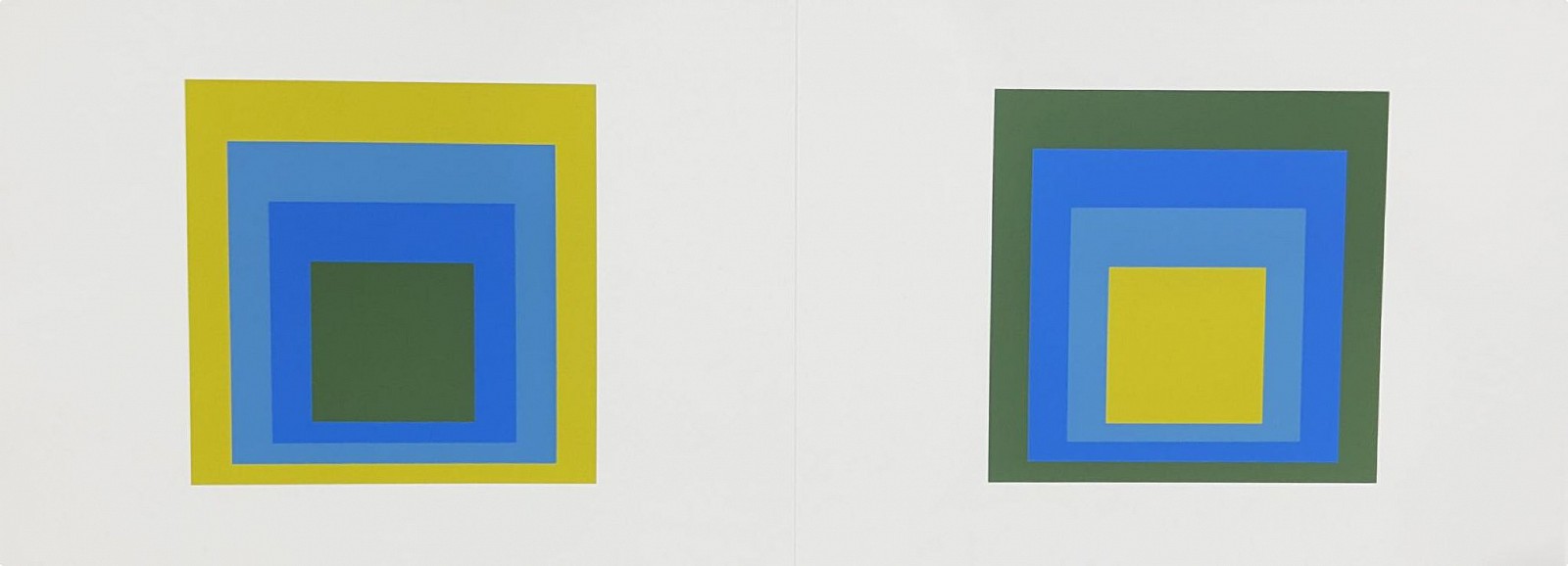Josef Albers, Homage to the Square: Portfolio 1  Folder 5; from Formulation Articulation; edition 238/1000, 1972
screenprint on Mohawk Superfine Bristol paper, 15 x 40 inches (paper) / 17 x 42 inches (framed)
00006