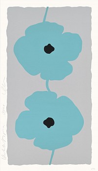 Donald Sultan - Z Double Poppies Aqua; edition of 25