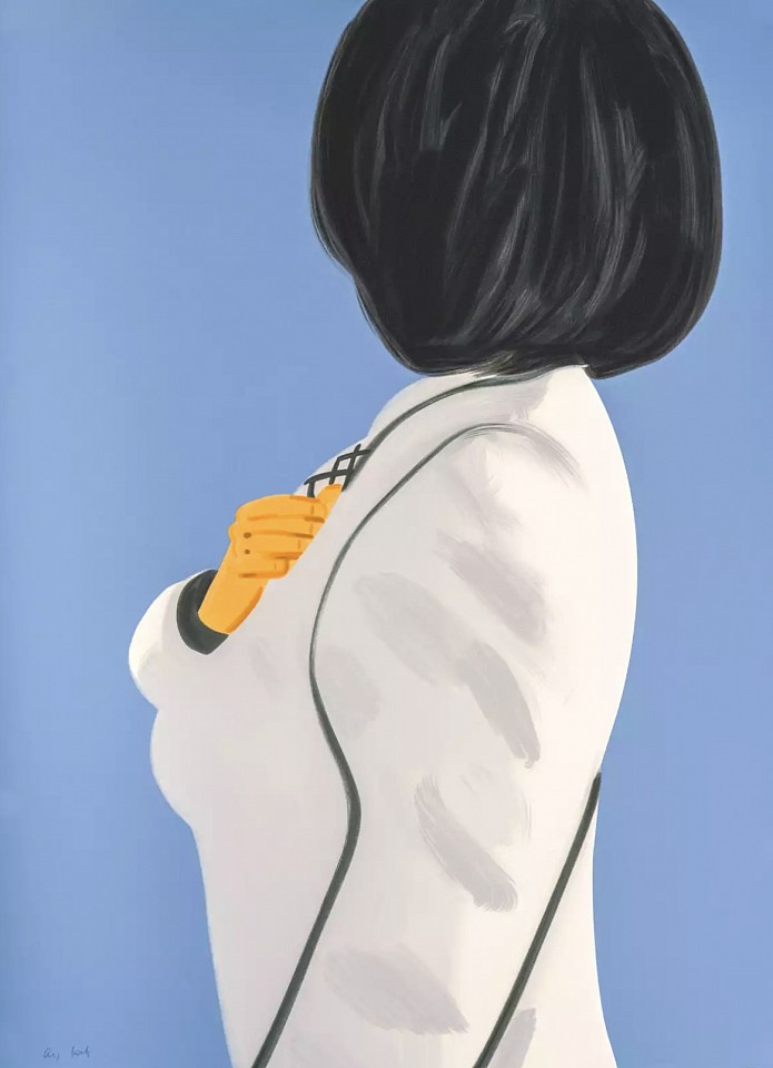 Alex Katz, Vivien in White Coat; edition 5/60, 2021
Silkscreen in colors on Saunders 425 gsm paper, 54 x 39 inches / 59 x 45 inches framed (+$1,350 frame)
KATZ00190