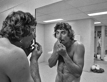 Harry Benson -&nbsp;Z Joe Namath in Locker Room Shaving, NY