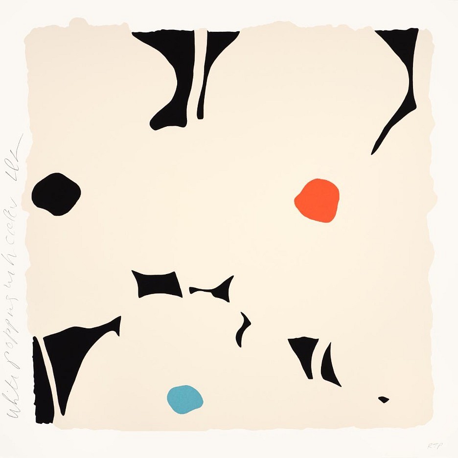 Donald Sultan, Z White Poppies with Colors; edition of 40, 2026
Color silkscreen with enamel inks, flocking, and tar-like texture on Rising 4-ply museum board, 42 x 42 in.
SULT00180