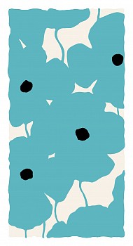 Donald Sultan -&nbsp;Z Vertical Poppies - Aqua; edition of 25
