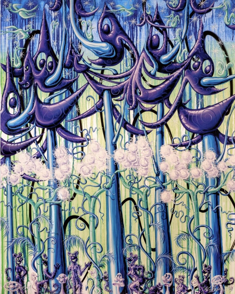 Kenny Scharf, Z Fuzzoodz (from Woodz 'N Thingz portfolio); edition of 40, 2023
Archival pigment ink print with silkscreened high gloss varnish and diamond dust on Innova Etching Cotton Rag 315 gsm fine art paper, 52 1/4 x 42 in.
SCHA00050