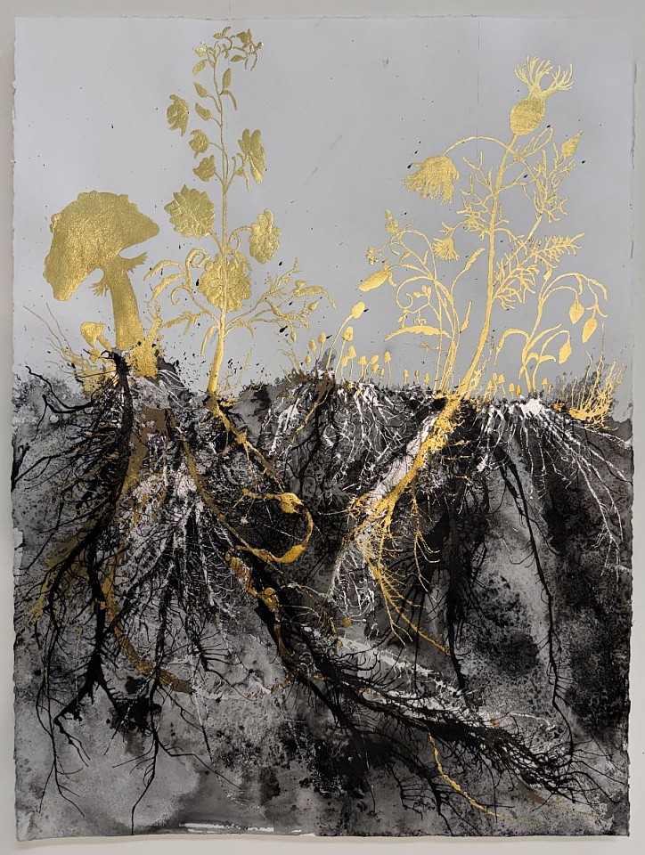 Jill Hotchkiss, Earthbound, 2026
gold leaf and ink on Arches archival cotton paper, 30 x 22 in. paper / 36 x 28 inches framed
HOT00011